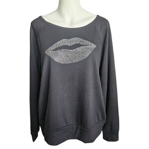 Venus Open Back Lips Sweatshirt XL Rhinestone‎